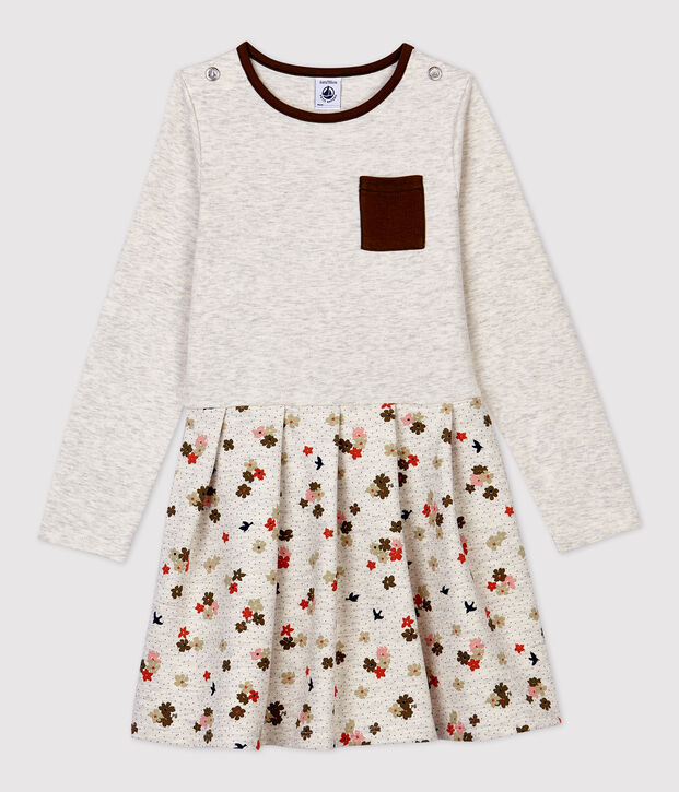 Kinderkleid aus Baumwolle f&uuml;r M&auml;dchen beige/vielfarbig